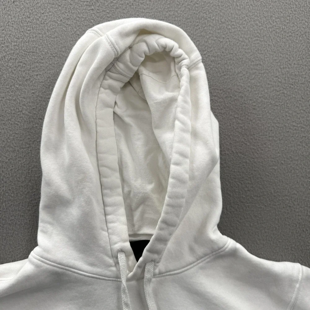 Nike Hoodie Mens Small White Just Do It Back Graphic Pullover Fleece Sweatshirt